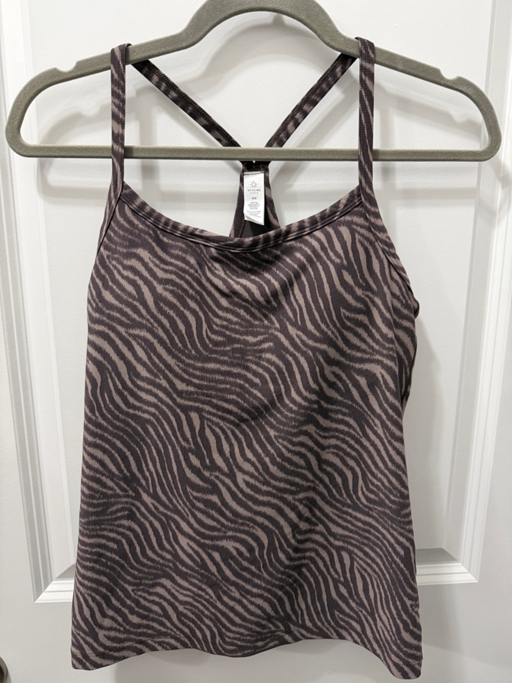Offline by Aerie Brown Zebra Print Tank Top Slightly Padded Size M
